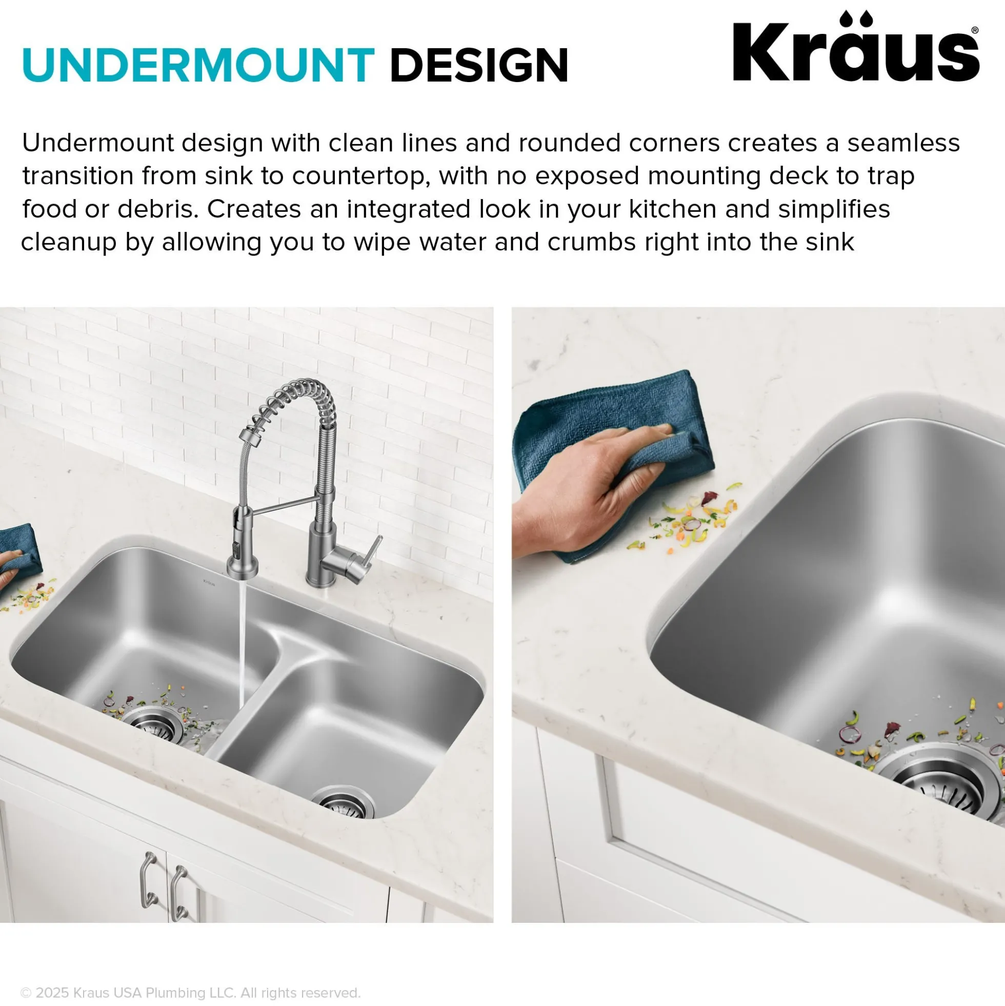 Premier 32” Undermount 50/50 Double Bowl with Low Divider 18-Gauge Stainless Steel Kitchen Sink