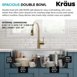 Premier 32” Undermount 50/50 Double Bowl with Low Divider 18-Gauge Stainless Steel Kitchen Sink