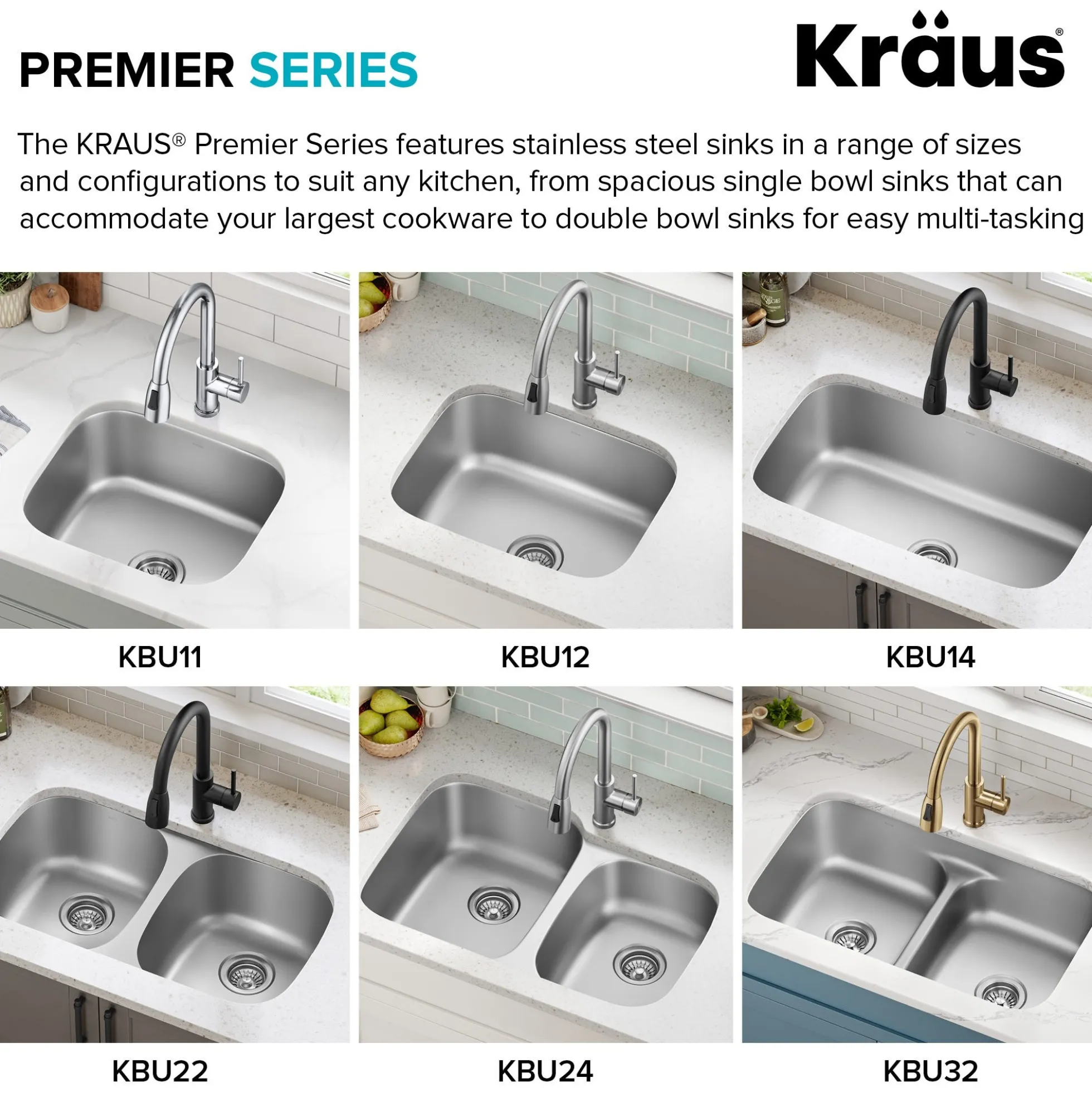 Premier 32” Undermount 50/50 Double Bowl with Low Divider 18-Gauge Stainless Steel Kitchen Sink