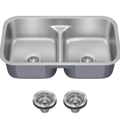 Premier 32” Undermount 50/50 Double Bowl with Low Divider 18-Gauge Stainless Steel Kitchen Sink