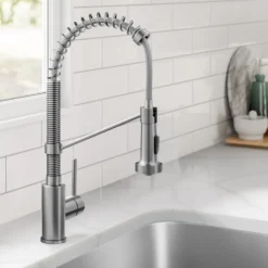 Premier 32” Undermount 50/50 Double Bowl 18-Gauge Stainless Steel Kitchen Sink and Commercial Style Pull Down Faucet in Spot-Free Stainless Steel