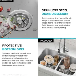 Premier 32” Undermount 50/50 Double Bowl 18-Gauge Stainless Steel Kitchen Sink and Commercial Style Pull Down Faucet in Spot-Free Stainless Steel