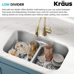Premier 32” Undermount 50/50 Double Bowl 18-Gauge Stainless Steel Kitchen Sink and Commercial Style Pull Down Faucet in Spot-Free Stainless Steel