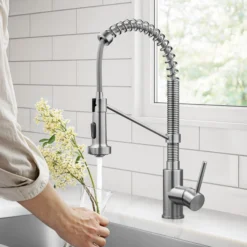 Premier 32” Undermount 50/50 Double Bowl 18-Gauge Stainless Steel Kitchen Sink and Commercial Style Pull Down Faucet in Spot-Free Stainless Steel