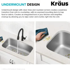 Premier 31 1/2” Undermount Single Bowl 18-Gauge Stainless Steel Kitchen Sink