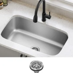 Premier 31 1/2” Undermount Single Bowl 18-Gauge Stainless Steel Kitchen Sink