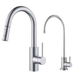 Pull-Down Kitchen Faucet and Water Filter Faucet Combo in Chrome