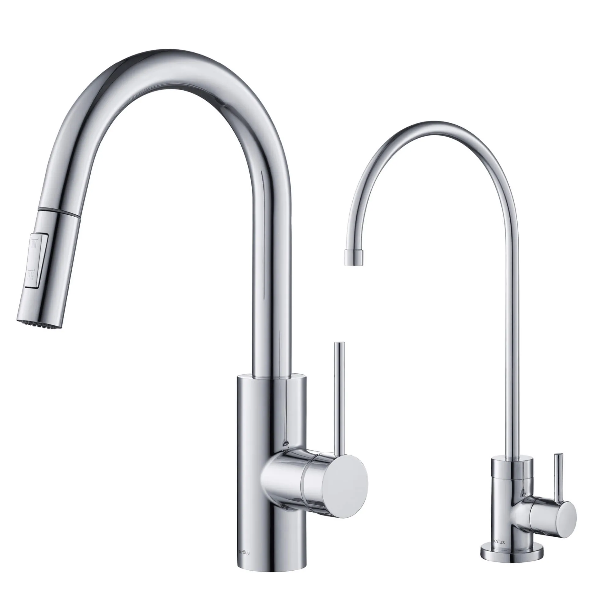 Pull-Down Kitchen Faucet and Water Filter Faucet Combo in Chrome
