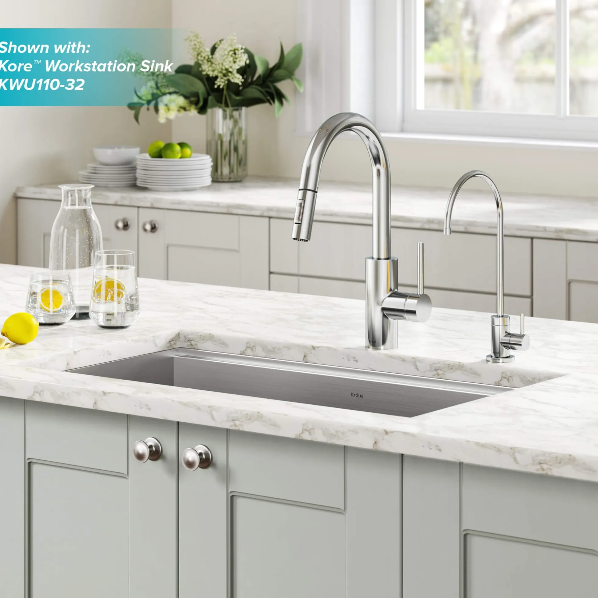 Pull-Down Kitchen Faucet and Water Filter Faucet Combo in Chrome