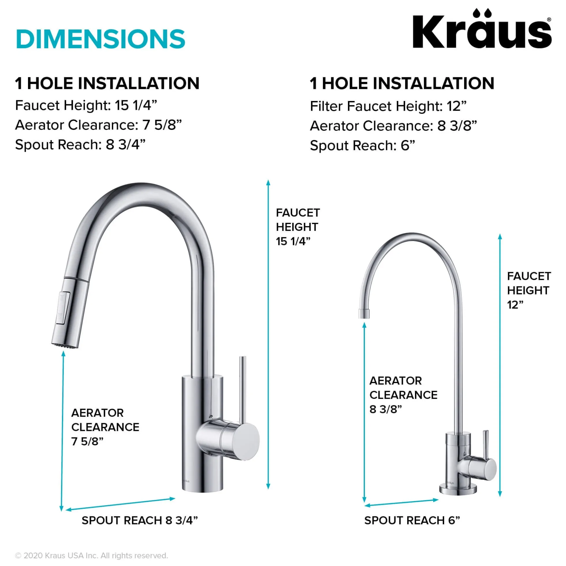 Pull-Down Kitchen Faucet and Water Filter Faucet Combo in Chrome
