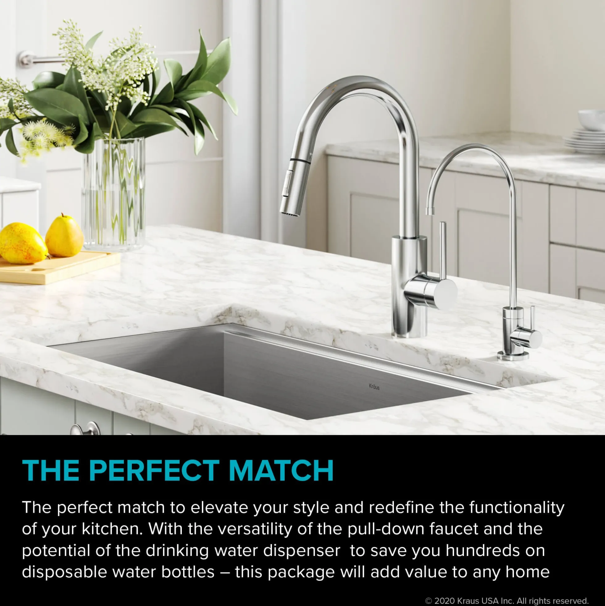 Pull-Down Kitchen Faucet and Water Filter Faucet Combo in Chrome