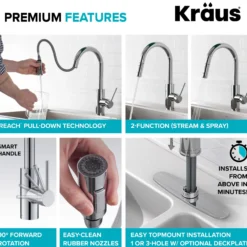 Pull-Down Kitchen Faucet and Water Filter Faucet Combo in Chrome