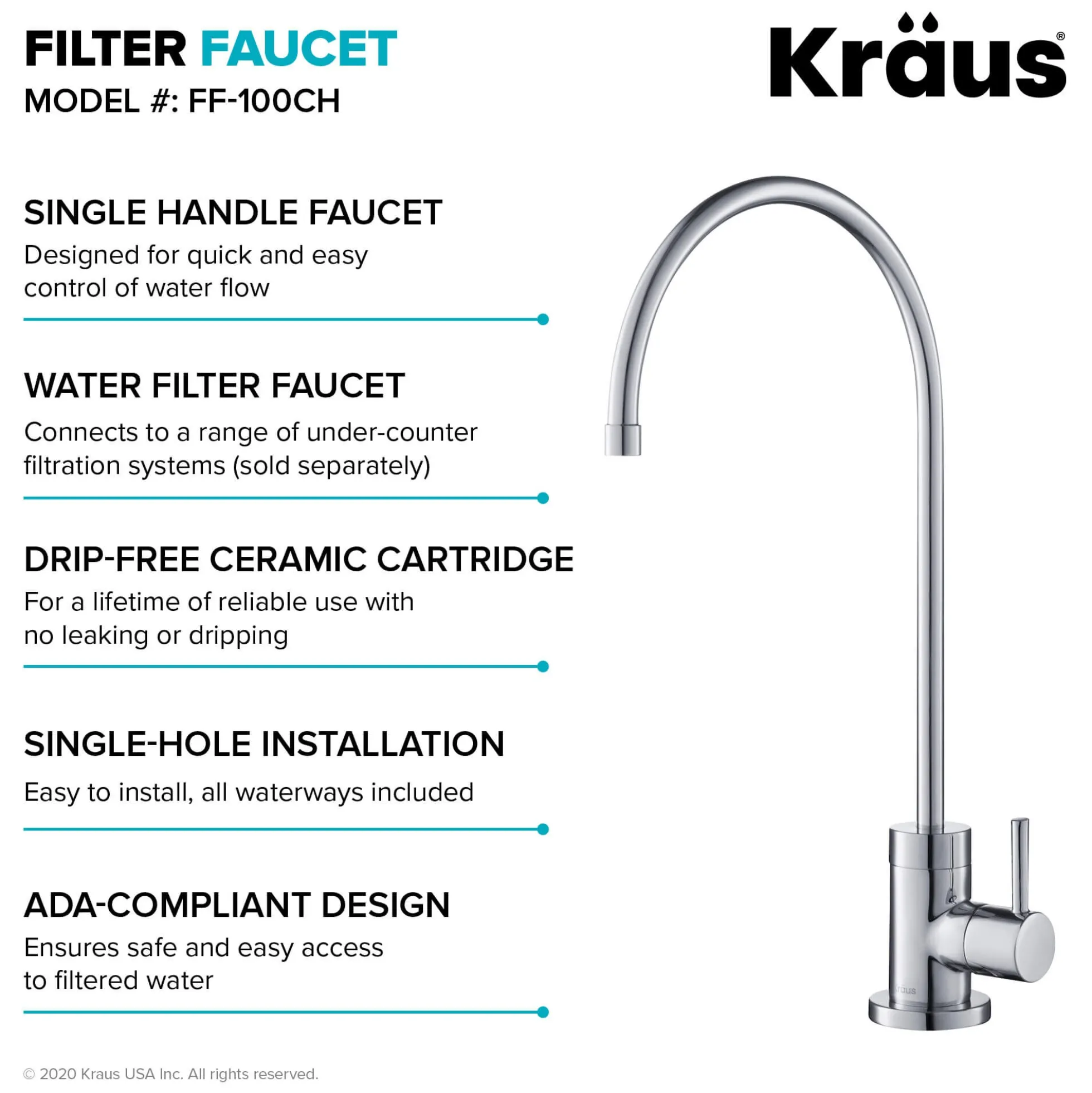 Pull-Down Kitchen Faucet and Water Filter Faucet Combo in Chrome
