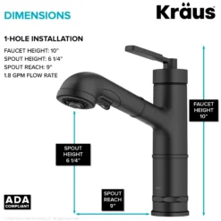 Pull-Out Single Handle Kitchen Faucet in Matte Black