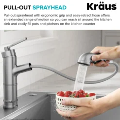 Pull-Out Single Handle Kitchen Faucet in Spot-Free Stainless Steel