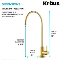 Purita 100% Lead-Free Kitchen Water Filter Faucet in Brushed Brass