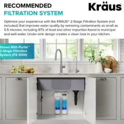 Purita 100% Lead-Free Kitchen Water Filter Faucet in Brushed Brass/Matte Black