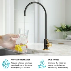 Purita 100% Lead-Free Kitchen Water Filter Faucet in Brushed Brass/Matte Black