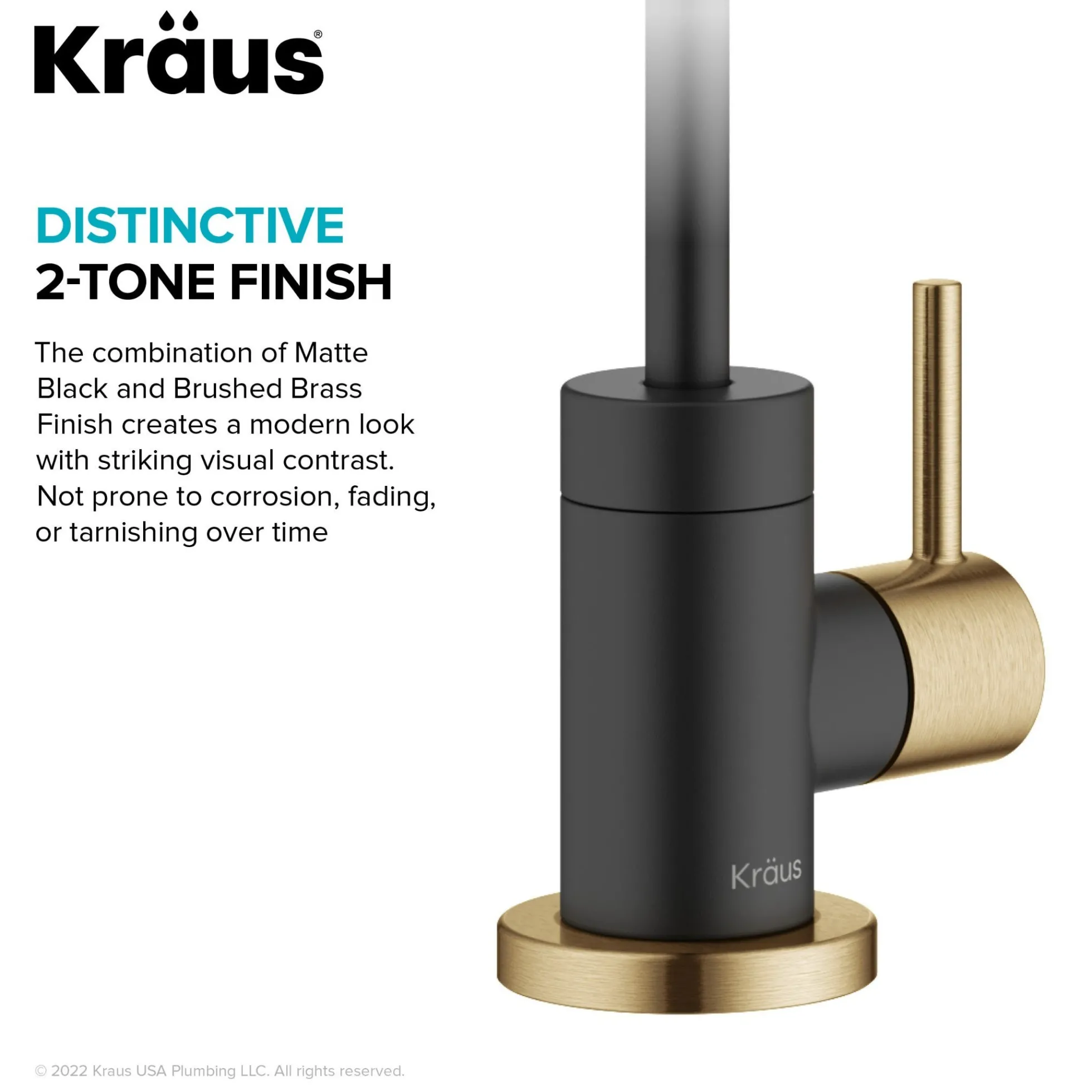 Purita 100% Lead-Free Kitchen Water Filter Faucet in Brushed Brass/Matte Black