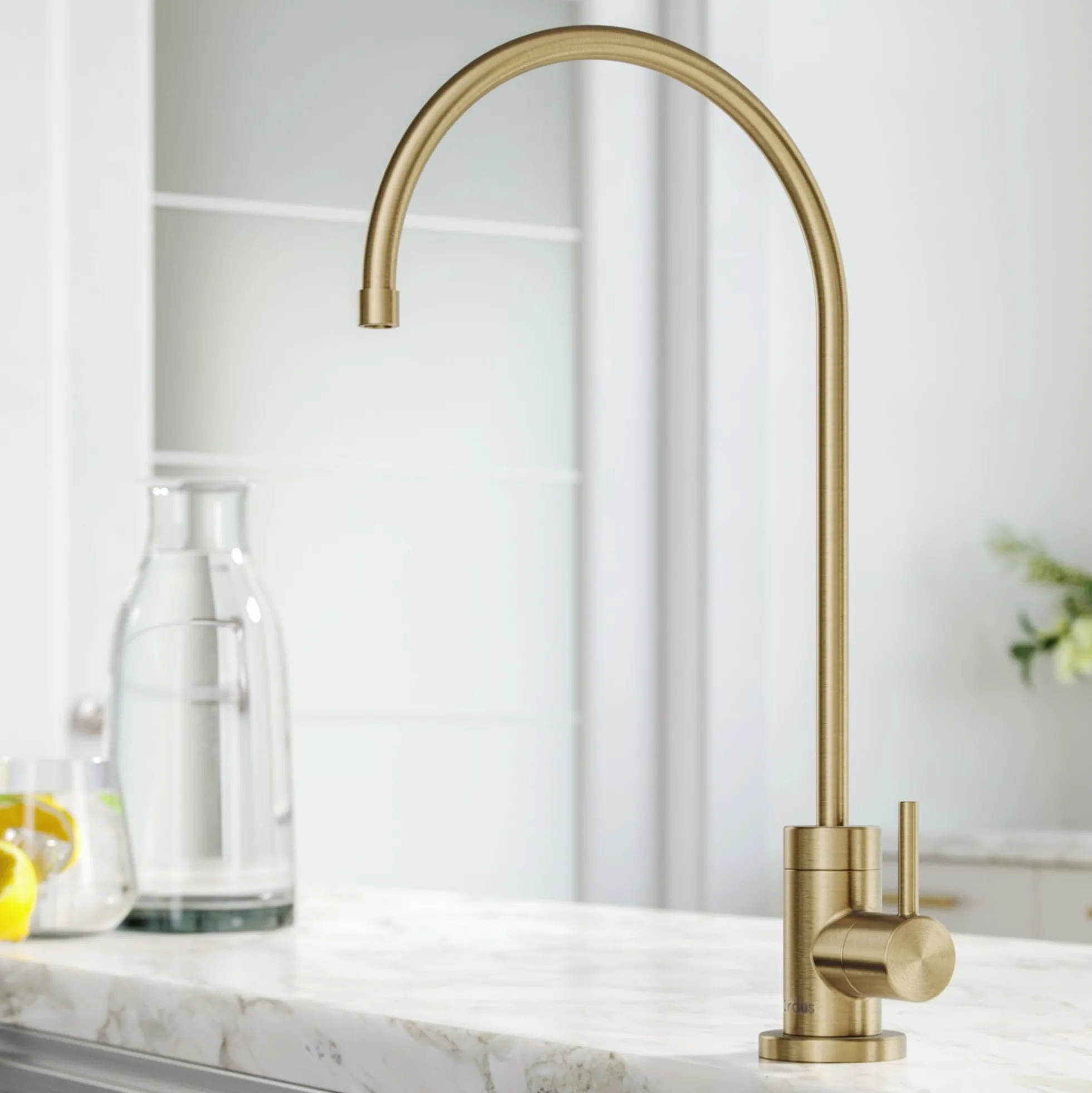 Purita 100% Lead-Free Kitchen Water Filter Faucet in Spot Free Antique Champagne Bronze