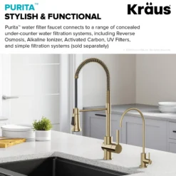 Purita 100% Lead-Free Kitchen Water Filter Faucet in Spot Free Antique Champagne Bronze