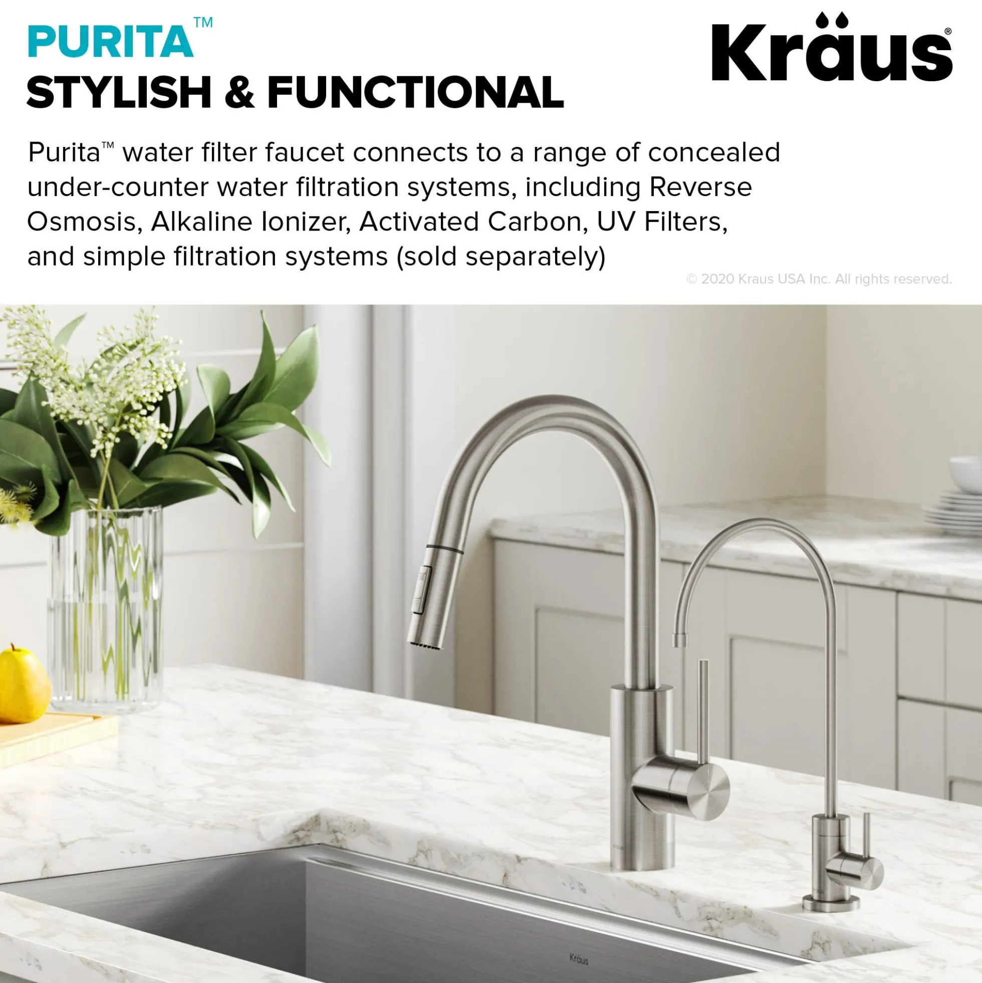 Purita 100% Lead-Free Kitchen Water Filter Faucet in Spot Free Stainless Steel