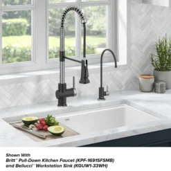 Purita 100% Lead-Free Kitchen Water Filter Faucet in Spot-Free Stainless Steel/Matte Black