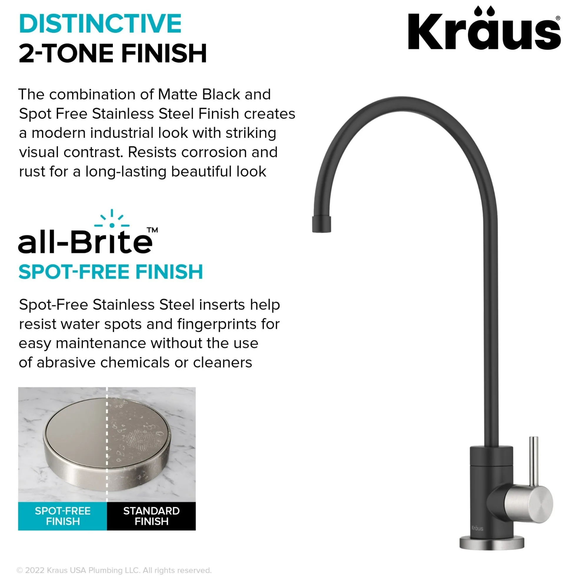 Purita 100% Lead-Free Kitchen Water Filter Faucet in Spot-Free Stainless Steel/Matte Black