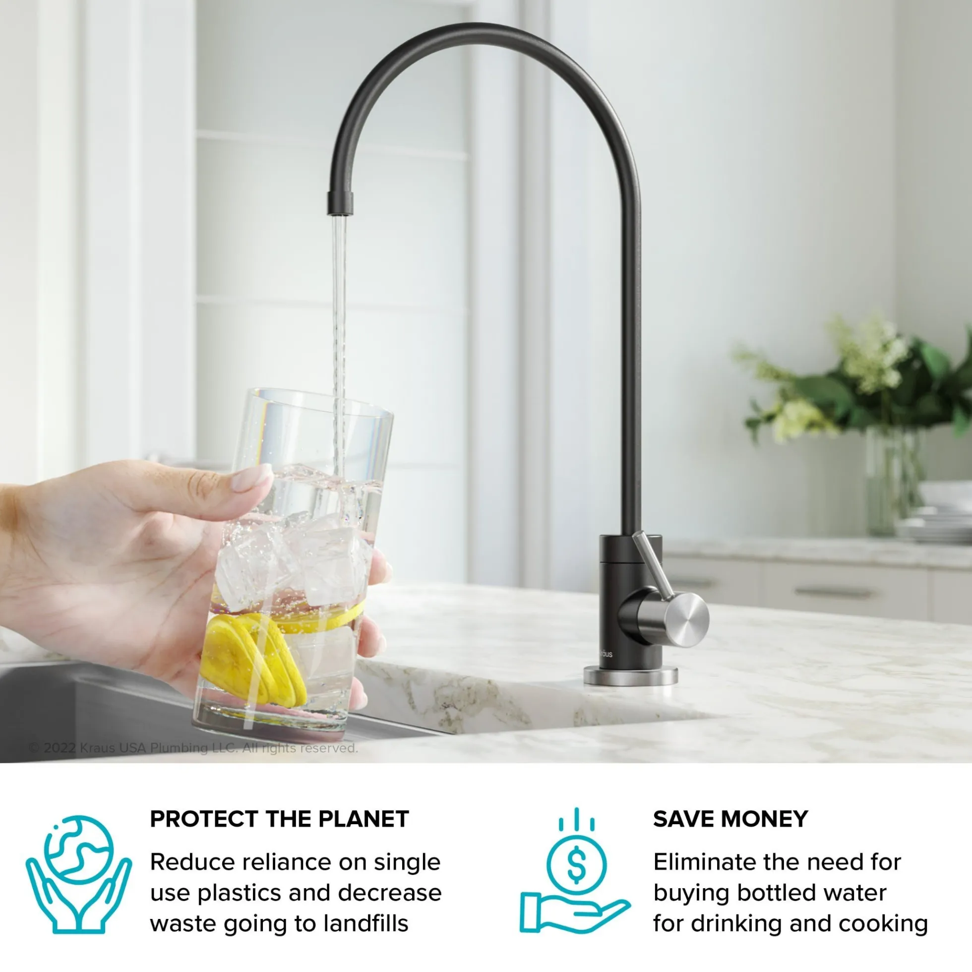 Purita 100% Lead-Free Kitchen Water Filter Faucet in Spot-Free Stainless Steel/Matte Black