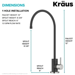 Purita 100% Lead-Free Kitchen Water Filter Faucet in Spot-Free Stainless Steel/Matte Black