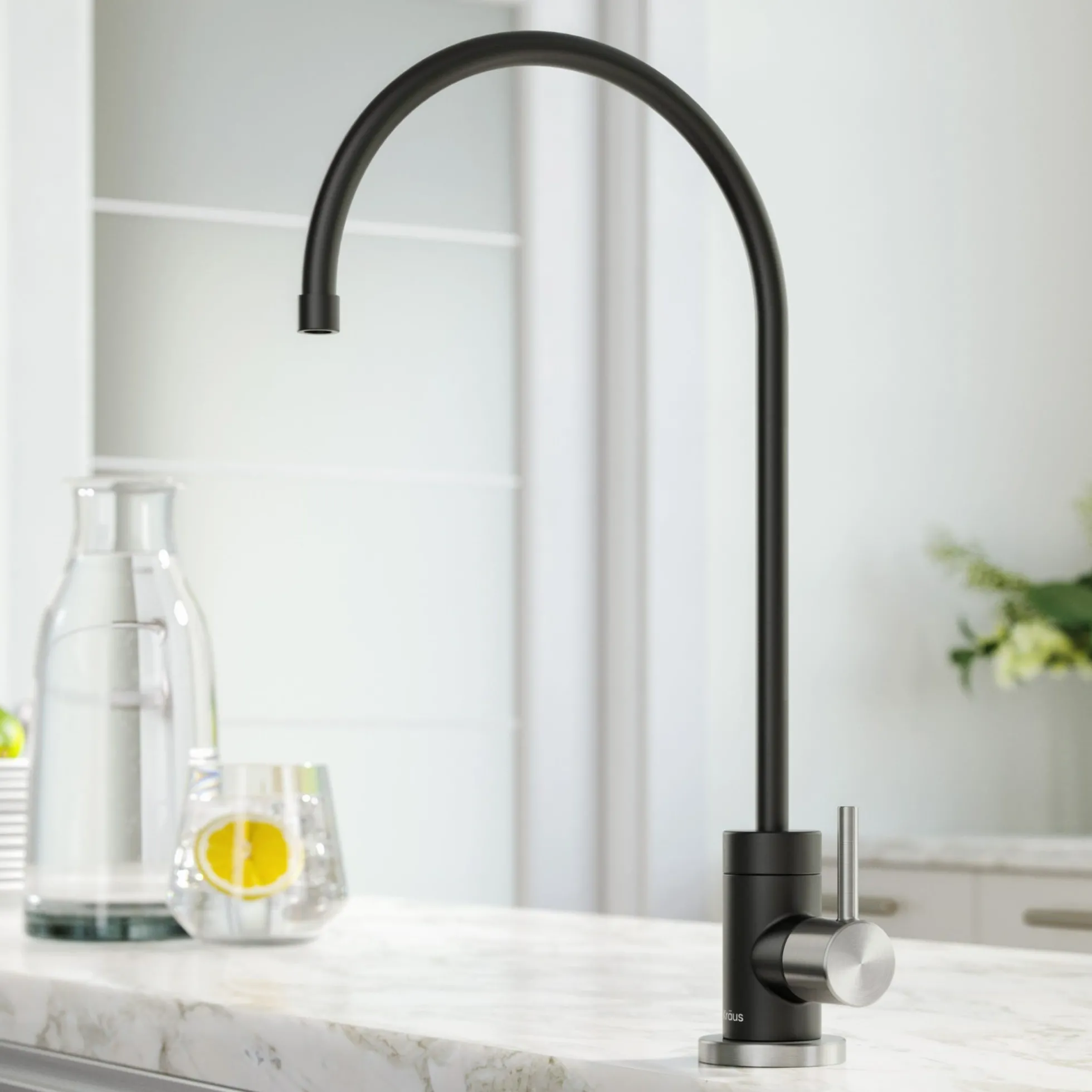 Purita 100% Lead-Free Kitchen Water Filter Faucet in Spot-Free Stainless Steel/Matte Black