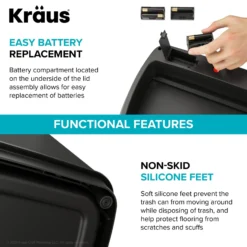 Rectangular 13 Gallon Touchless Motion Sensor Trash Can in Matte Black Finish withSoftShut Lid