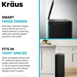 Rectangular 13 Gallon Touchless Motion Sensor Trash Can in Matte Black Finish withSoftShut Lid