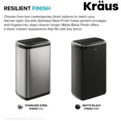 Rectangular 13 Gallon Touchless Motion Sensor Trash Can in Fingerprint Resistant Stainless Steel Finish withSoftShut Lid