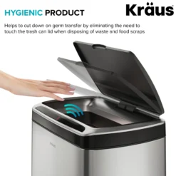 Rectangular 13 Gallon Touchless Motion Sensor Trash Can in Fingerprint Resistant Stainless Steel Finish withSoftShut Lid