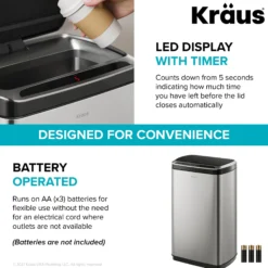 Rectangular 13 Gallon Touchless Motion Sensor Trash Can in Fingerprint Resistant Stainless Steel Finish withSoftShut Lid