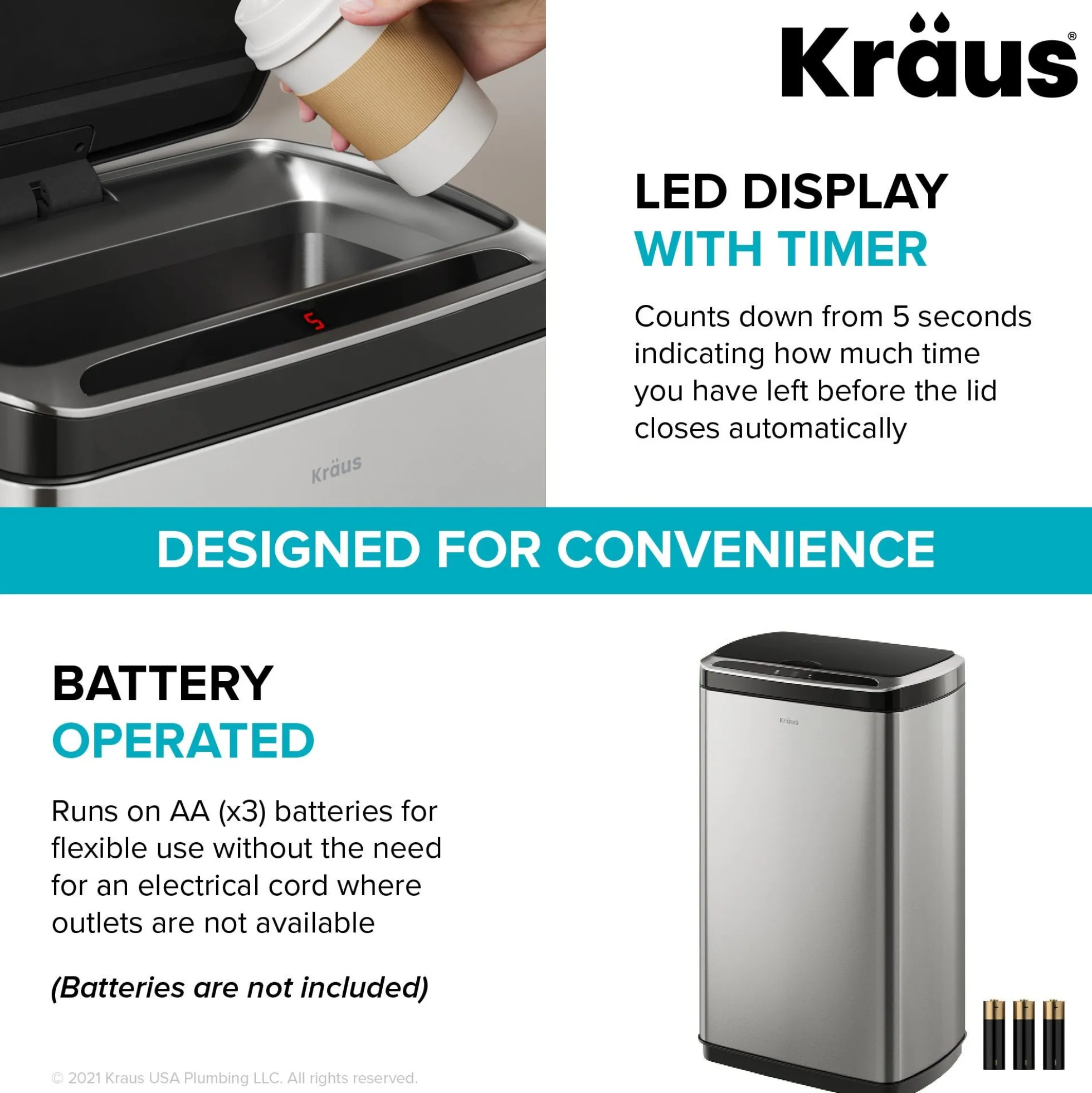 Rectangular 13 Gallon Touchless Motion Sensor Trash Can in Fingerprint Resistant Stainless Steel Finish withSoftShut Lid