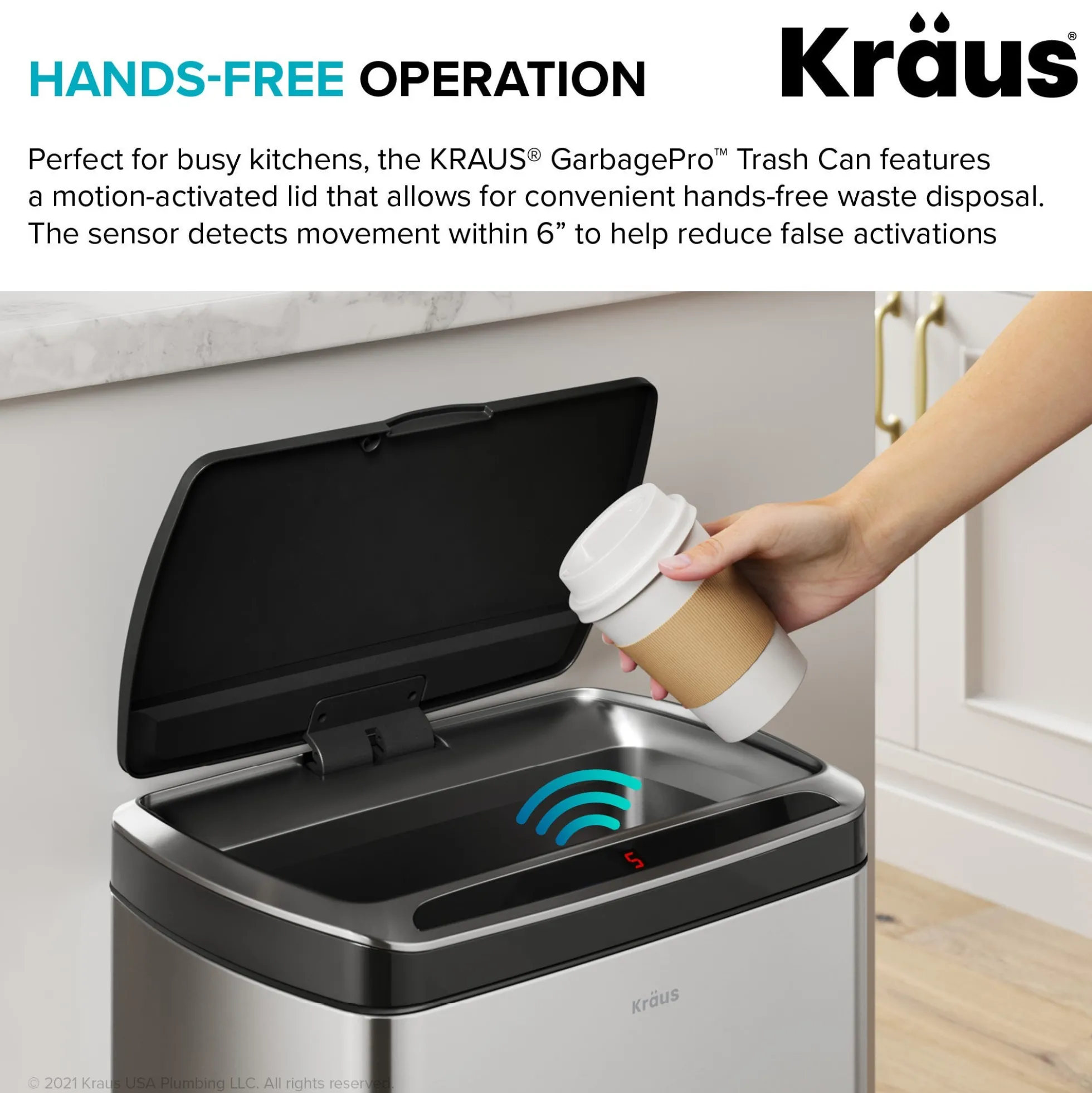 Rectangular 13 Gallon Touchless Motion Sensor Trash Can in Fingerprint Resistant Stainless Steel Finish withSoftShut Lid