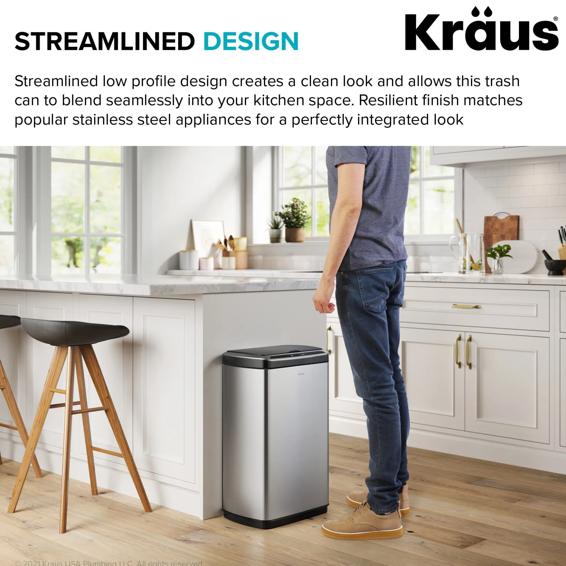 Rectangular 13 Gallon Touchless Motion Sensor Trash Can in Fingerprint Resistant Stainless Steel Finish withSoftShut Lid