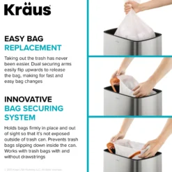 Rectangular 13 Gallon Touchless Motion Sensor Trash Can in Fingerprint Resistant Stainless Steel Finish withSoftShut Lid