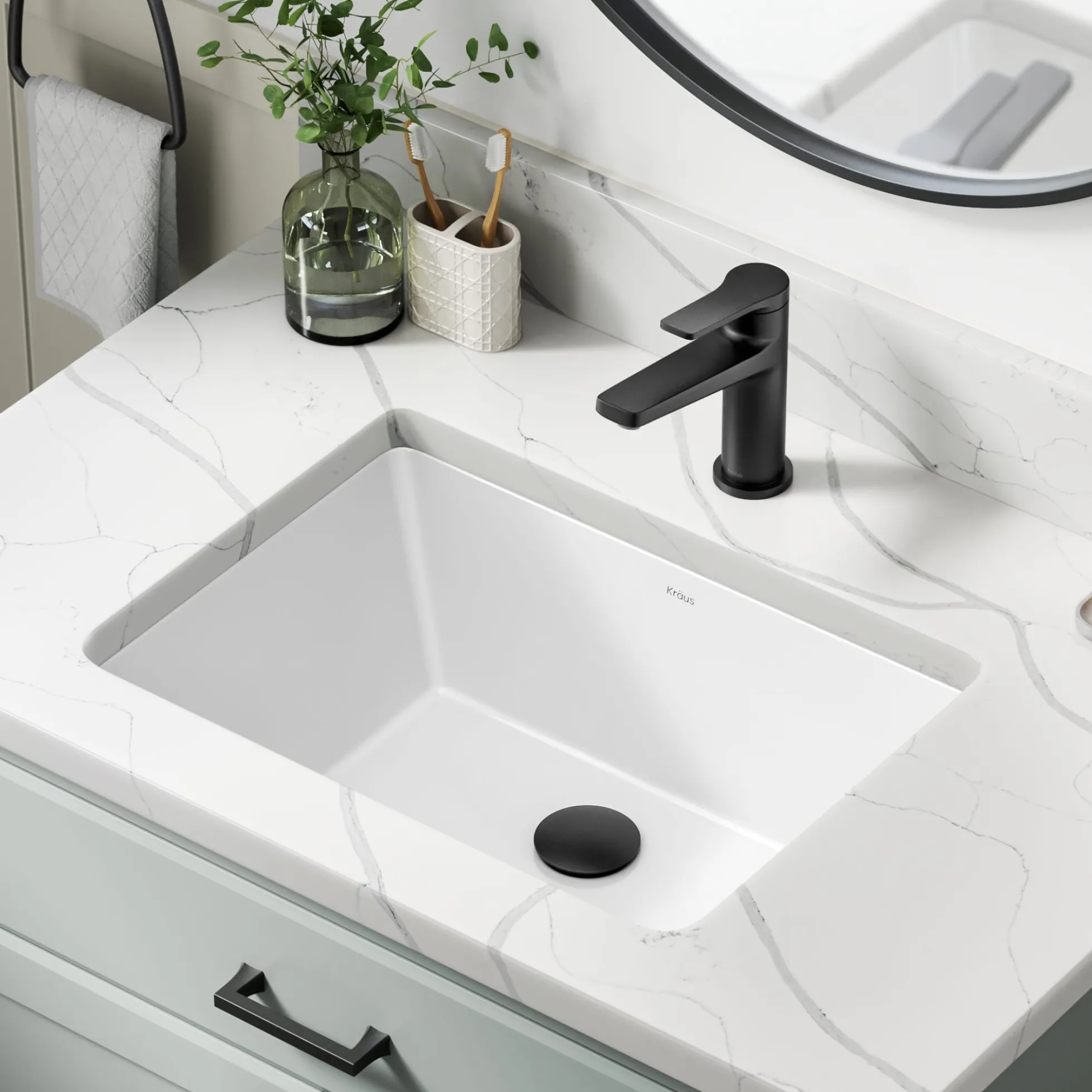 20 1/4" RectangularPorcelain CeramicUndermountBathroom Sinkin Whitewith OverflowDrain
