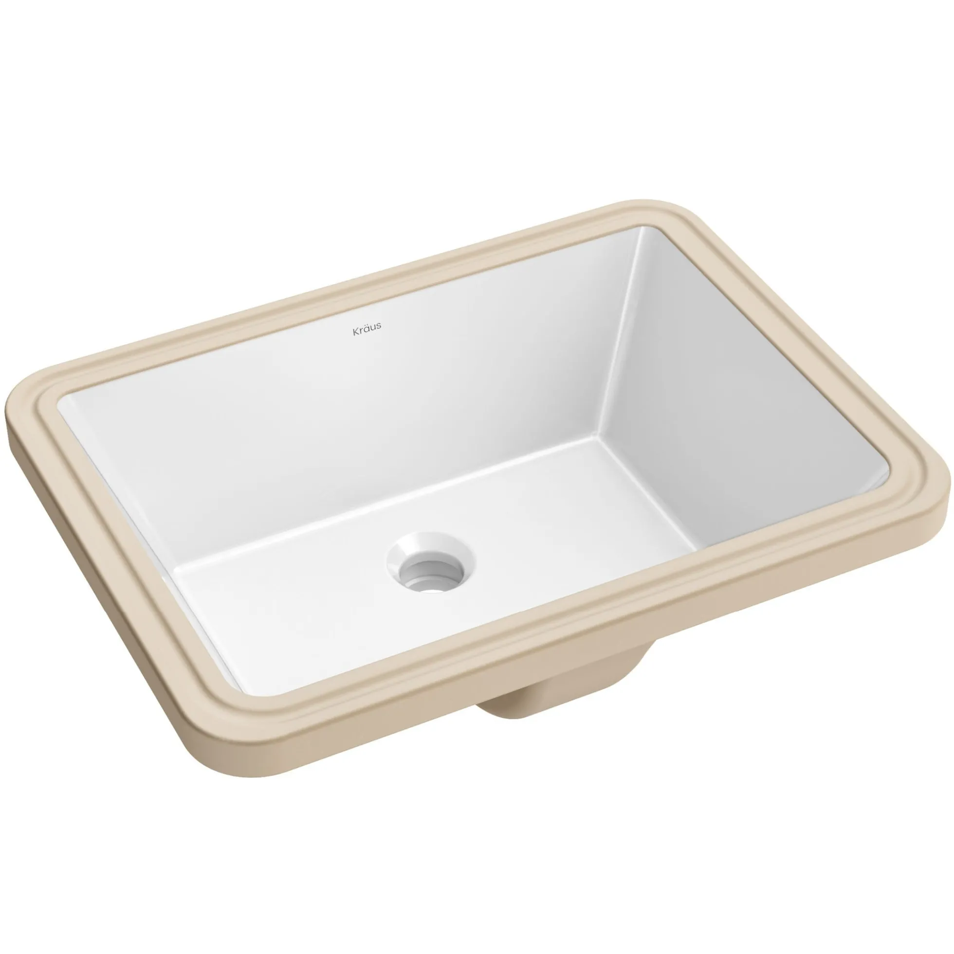 20 1/4" RectangularPorcelain CeramicUndermountBathroom Sinkin Whitewith OverflowDrain