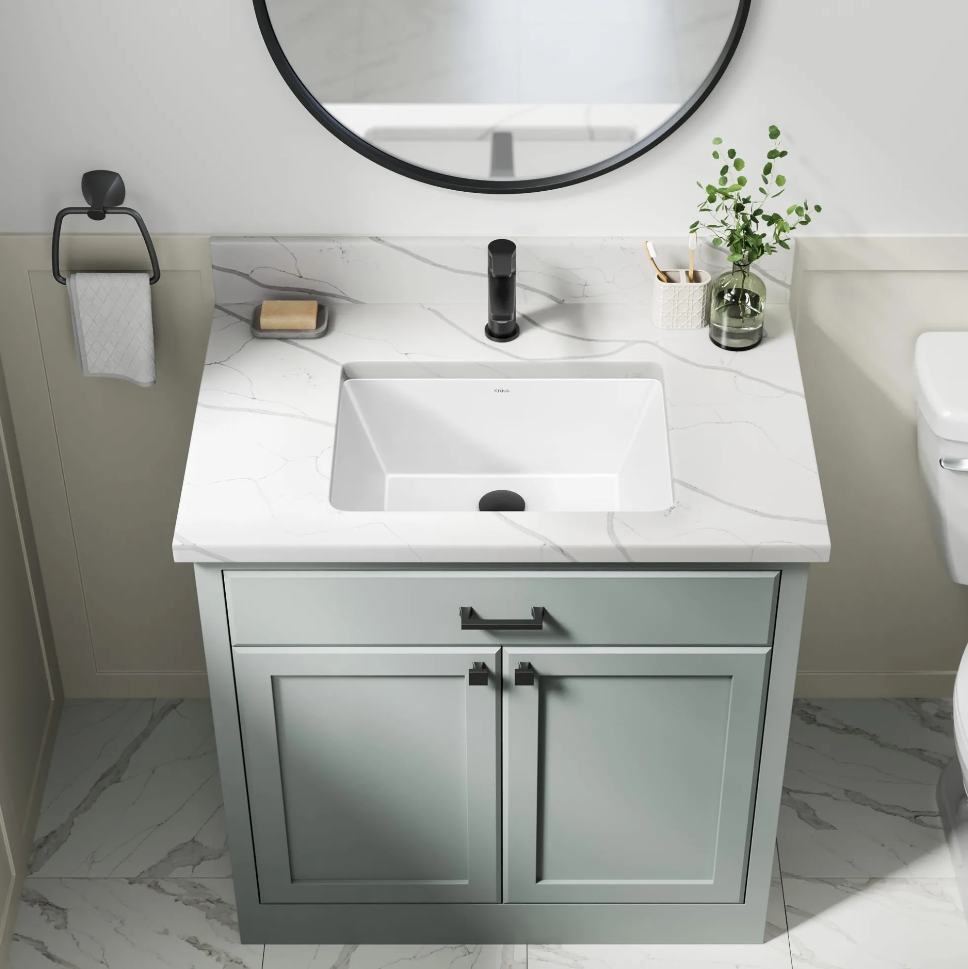 20 1/4" RectangularPorcelain CeramicUndermountBathroom Sinkin Whitewith OverflowDrain