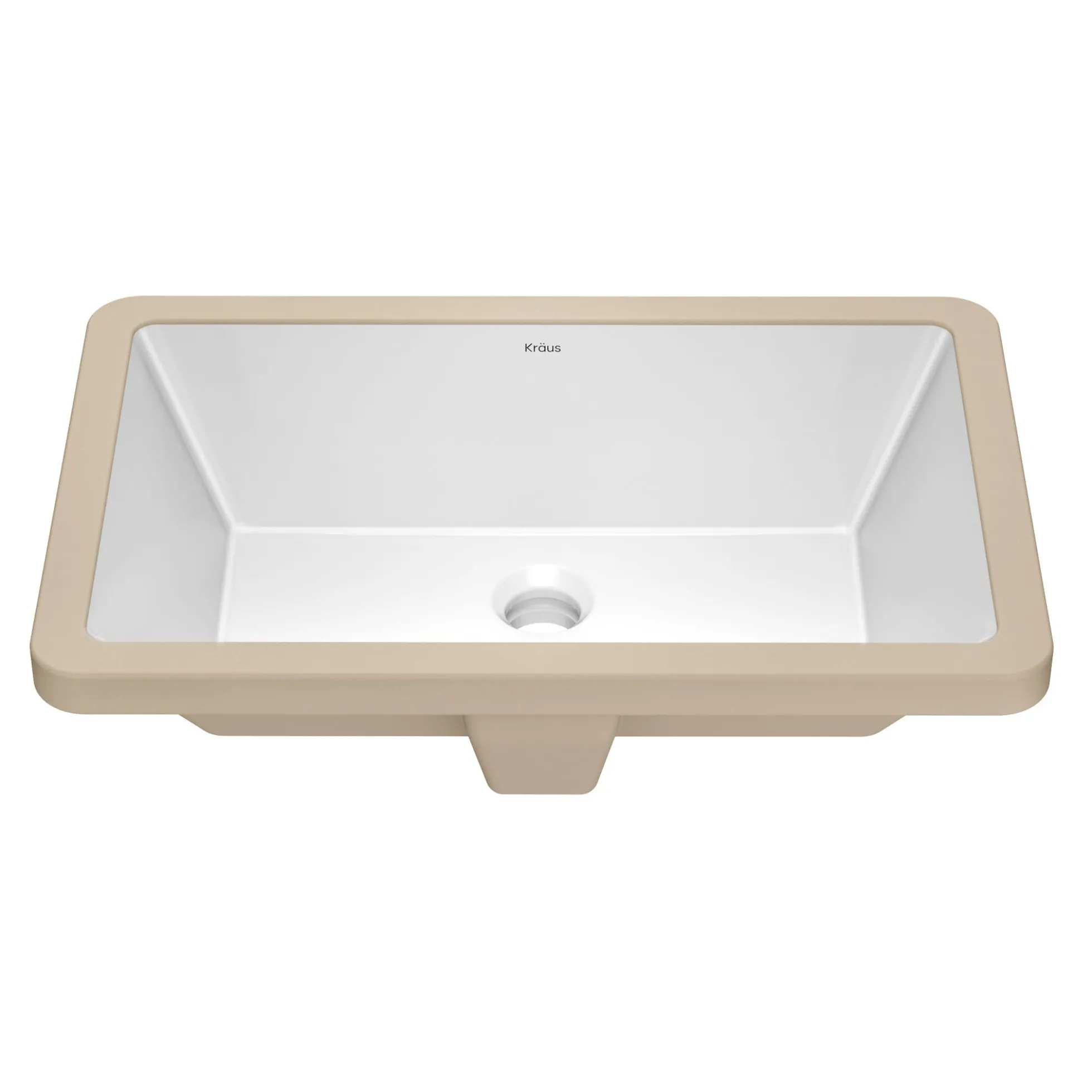 21 1/8" RectangularPorcelain CeramicUndermountBathroom Sinkin Whitewith OverflowDrain