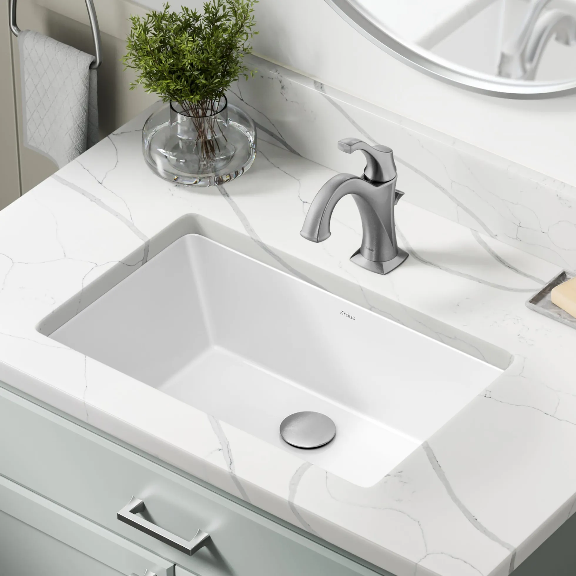 21 1/8" RectangularPorcelain CeramicUndermountBathroom Sinkin Whitewith OverflowDrain