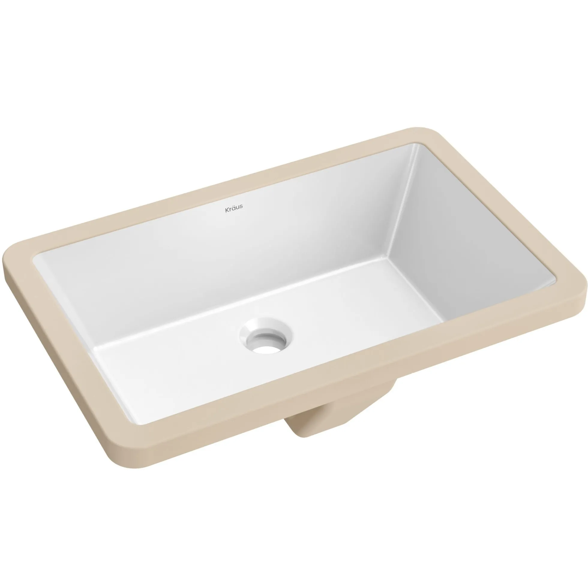 21 1/8" RectangularPorcelain CeramicUndermountBathroom Sinkin Whitewith OverflowDrain