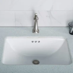 21" RectangularPorcelain CeramicUndermountBathroom Sinkin Whitewith OverflowDrain (2-Pack)