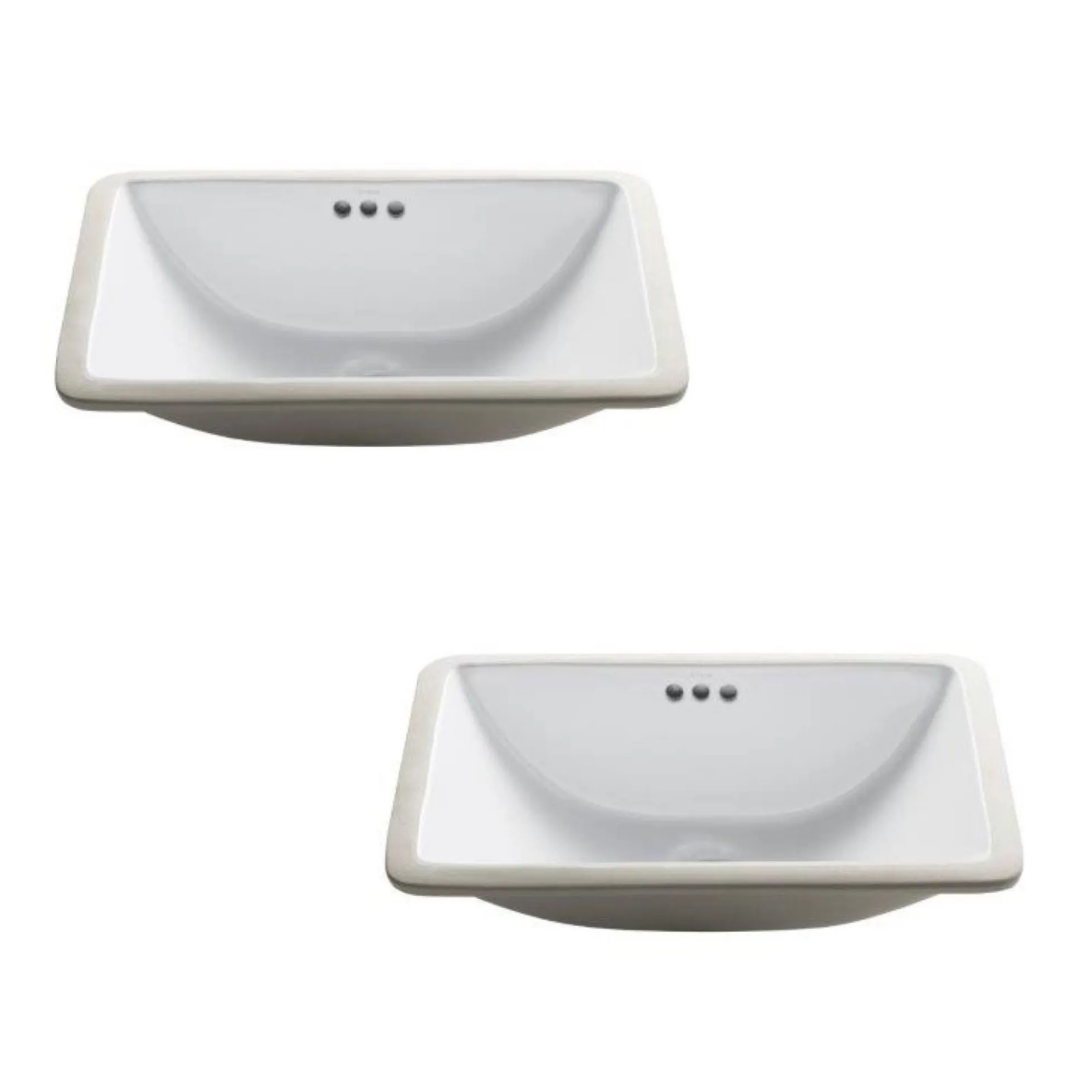 21" RectangularPorcelain CeramicUndermountBathroom Sinkin Whitewith OverflowDrain (2-Pack)