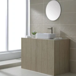 19" Rectangular Vessel Ceramic Bathroom Sink in White with Pop-Up Drain in Satin Nickel