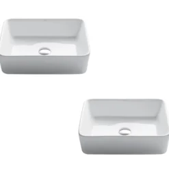 19" Rectangular Vessel Ceramic Bathroom Sink in White (2-Pack)